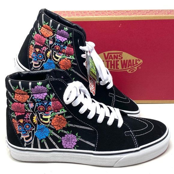 Vans Black High-Top Sneakers with Colorful Floral Design - Picture 1 of 10